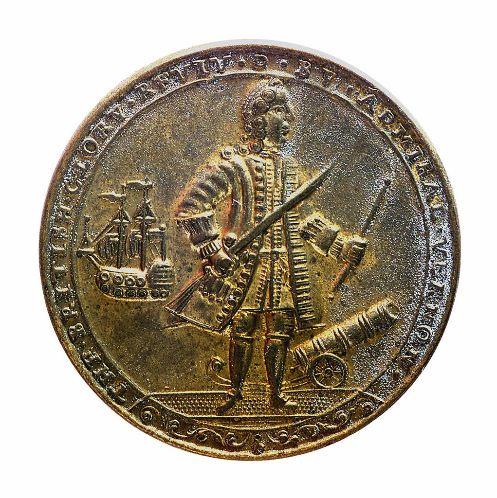 Detail of Medal commemorating Admiral Edward Vernon (1684-1757) and the capture of Porto Bello, 1739; obverse by unknown