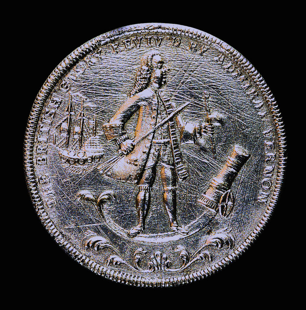 Detail of Medal commemorating Admiral Edward Vernon (1684-1757) and the capture of Porto Bello, 1739; obverse by unknown