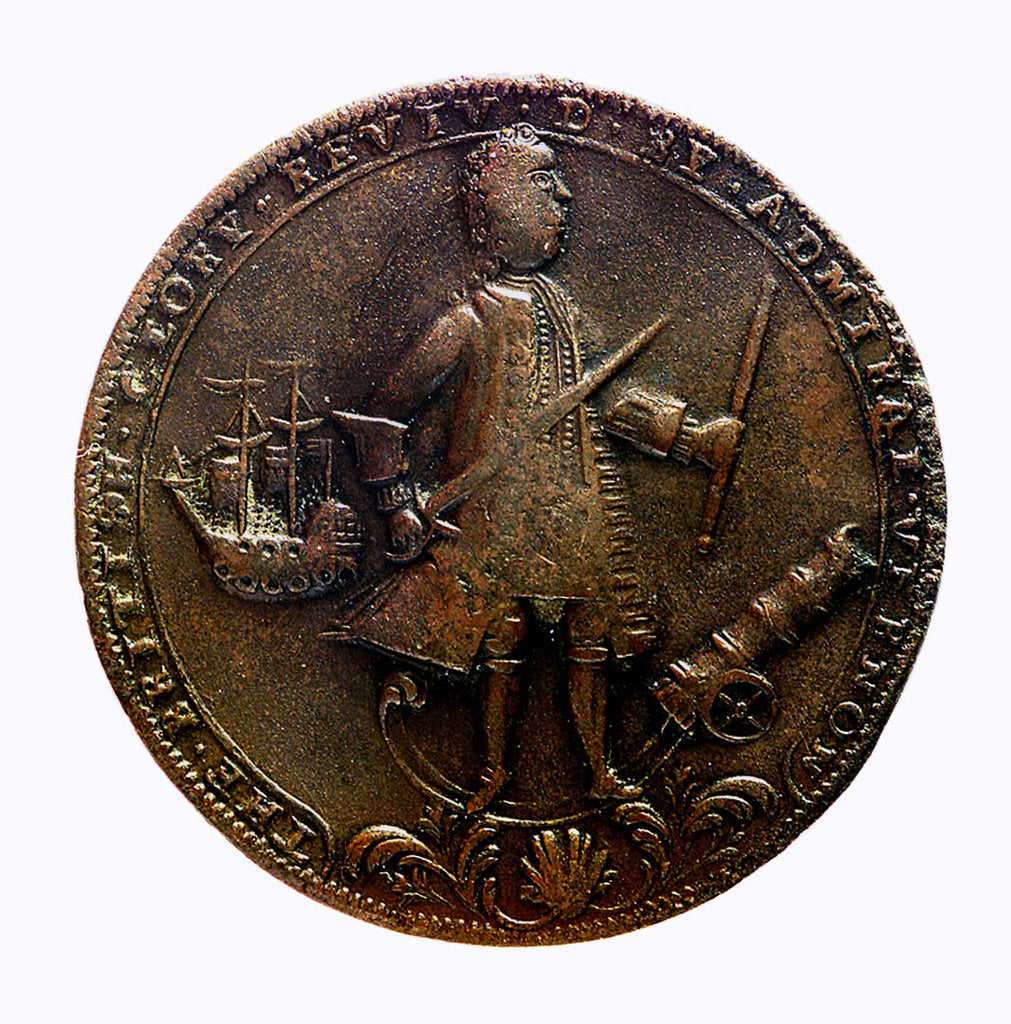 Detail of Medal commemorating Admiral Edward Vernon (1684-1757) and the capture of Porto Bello, 1739; obverse by unknown