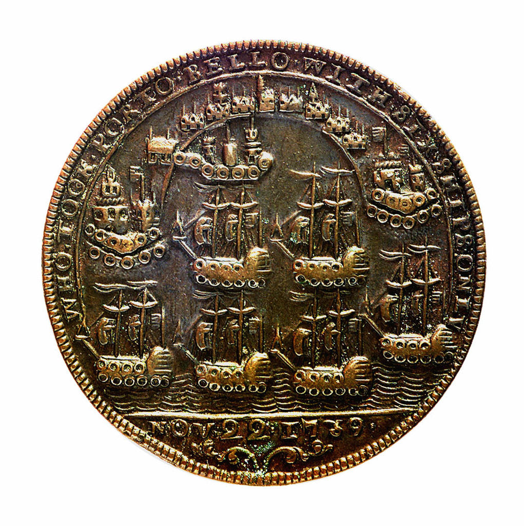 Detail of Medal commemorating Admiral Edward Vernon (1684-1757) and the capture of Porto Bello, 1739; reverse by unknown