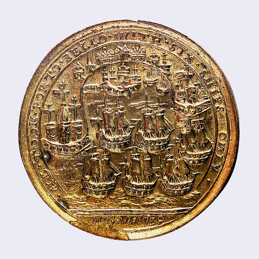 Detail of Medal commemorating Admiral Edward Vernon (1684-1757) and the capture of Porto Bello, 1739; reverse by I. Giles