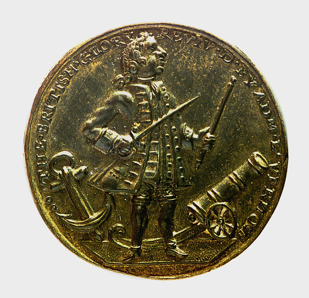 Detail of Medal commemorating Admiral Edward Vernon (1684-1757) and the capture of Porto Bello, 1739; obverse by unknown