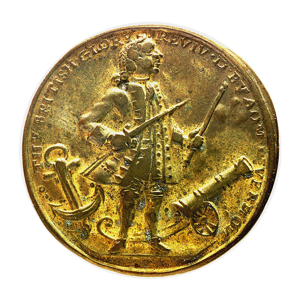 Detail of Medal commemorating Admiral Edward Vernon (1684-1757) and the capture of Porto Bello, 1739; obverse by unknown