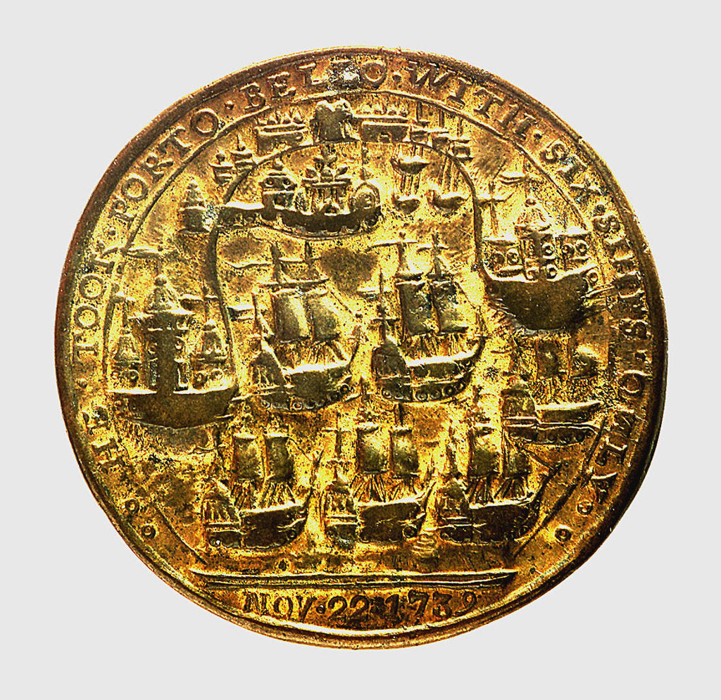 Detail of Medal commemorating Admiral Edward Vernon (1684-1757) and the capture of Porto Bello, 1739; reverse by unknown