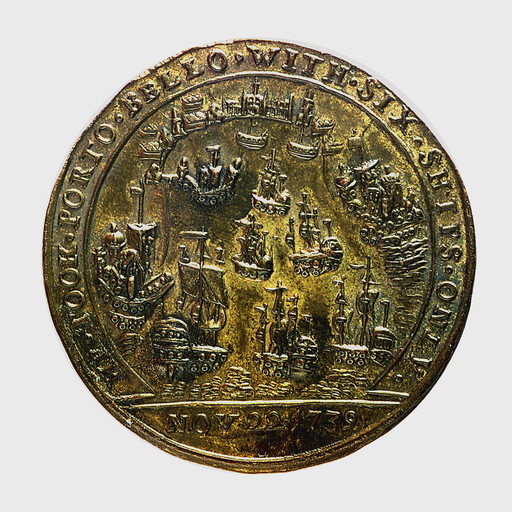Detail of Medal commemorating Admiral Edward Vernon (1684-1757) and the capture of Porto Bello, 1739; reverse by unknown