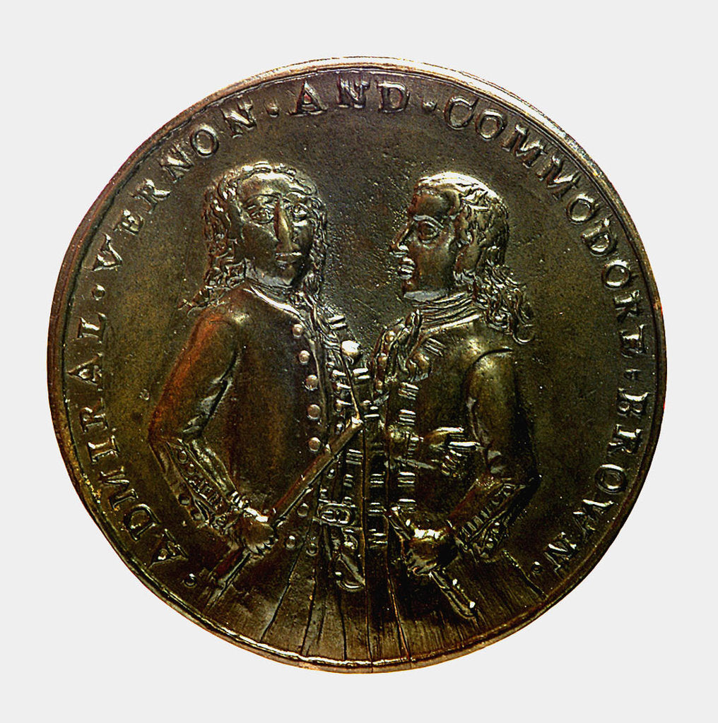 Detail of Medal commemorating Admiral Edward Vernon (1684-1757) and the capture of Porto Bello, 1739; obverse by unknown