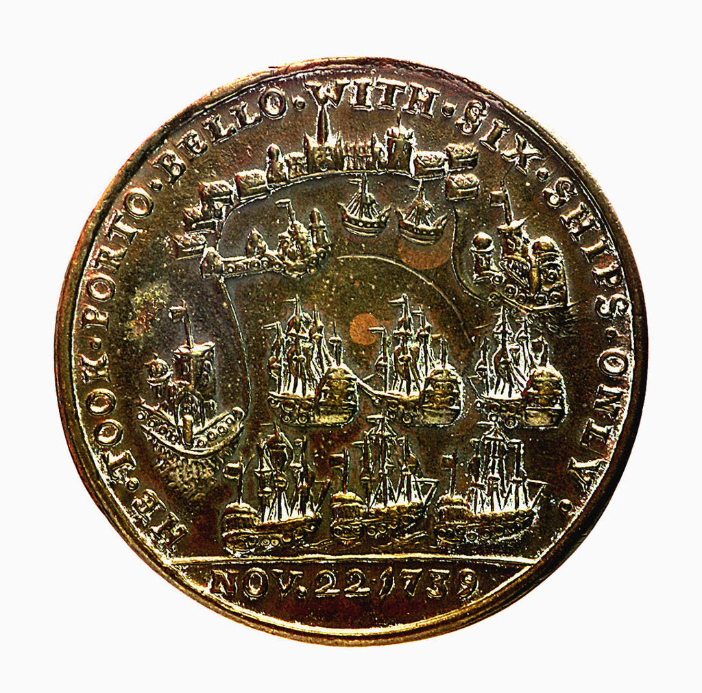 Detail of Medal commemorating Admiral Edward Vernon (1684-1757) and the capture of Porto Bello, 1739; reverse by unknown