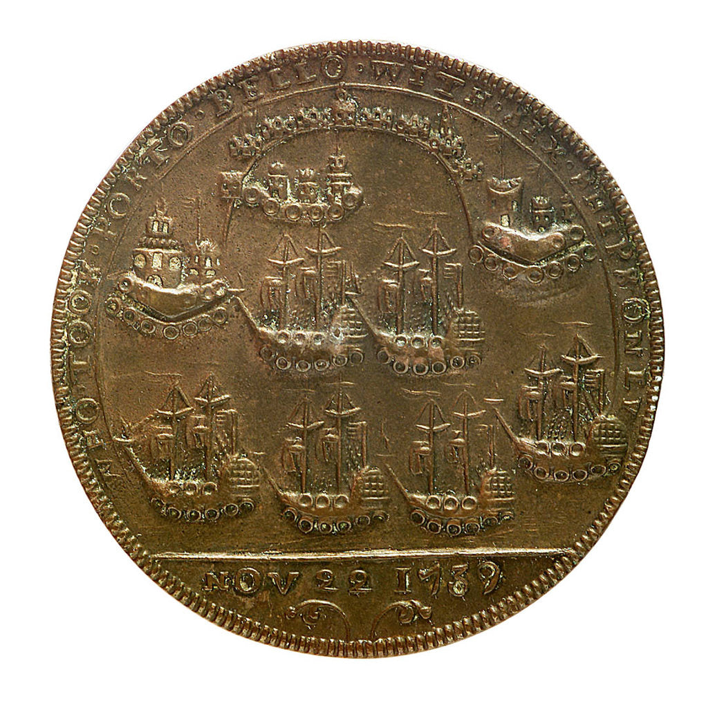 Detail of Medal commemorating Admiral Edward Vernon (1684-1757) and the capture of Porto Bello, 1739; reverse by unknown