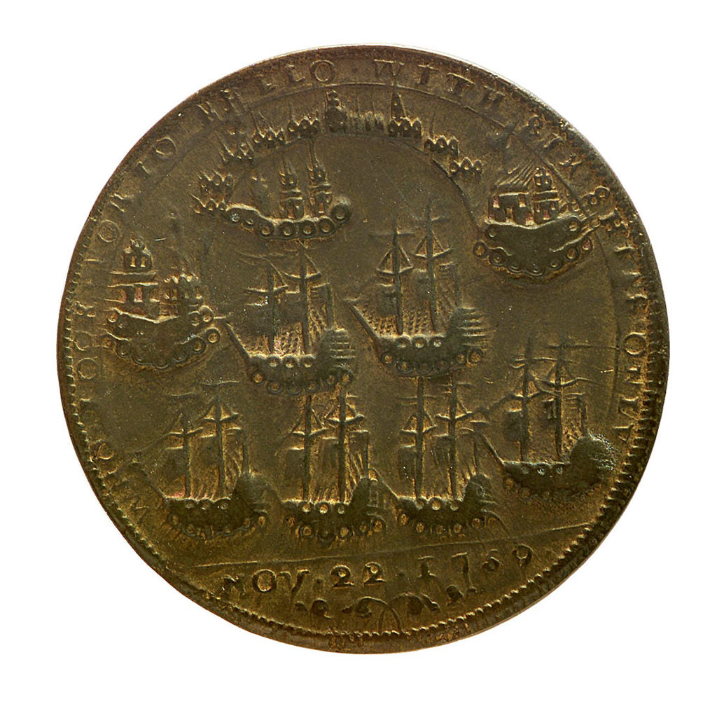 Detail of Medal commemorating Admiral Edward Vernon (1684-1757) and the capture of Porto Bello, 1739; reverse by unknown