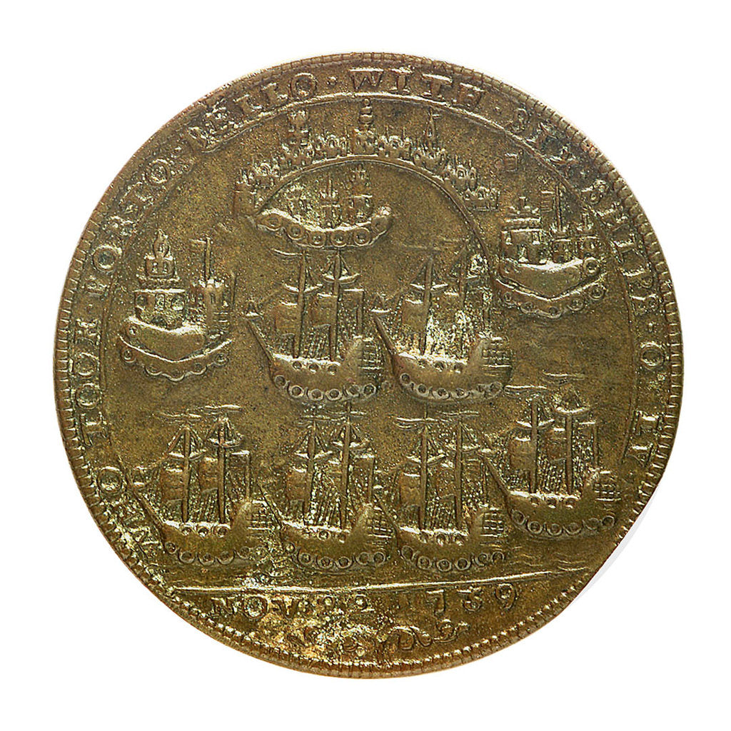 Detail of Medal commemorating Admiral Edward Vernon (1684-1757) and the capture of Porto Bello, 1739; reverse by unknown