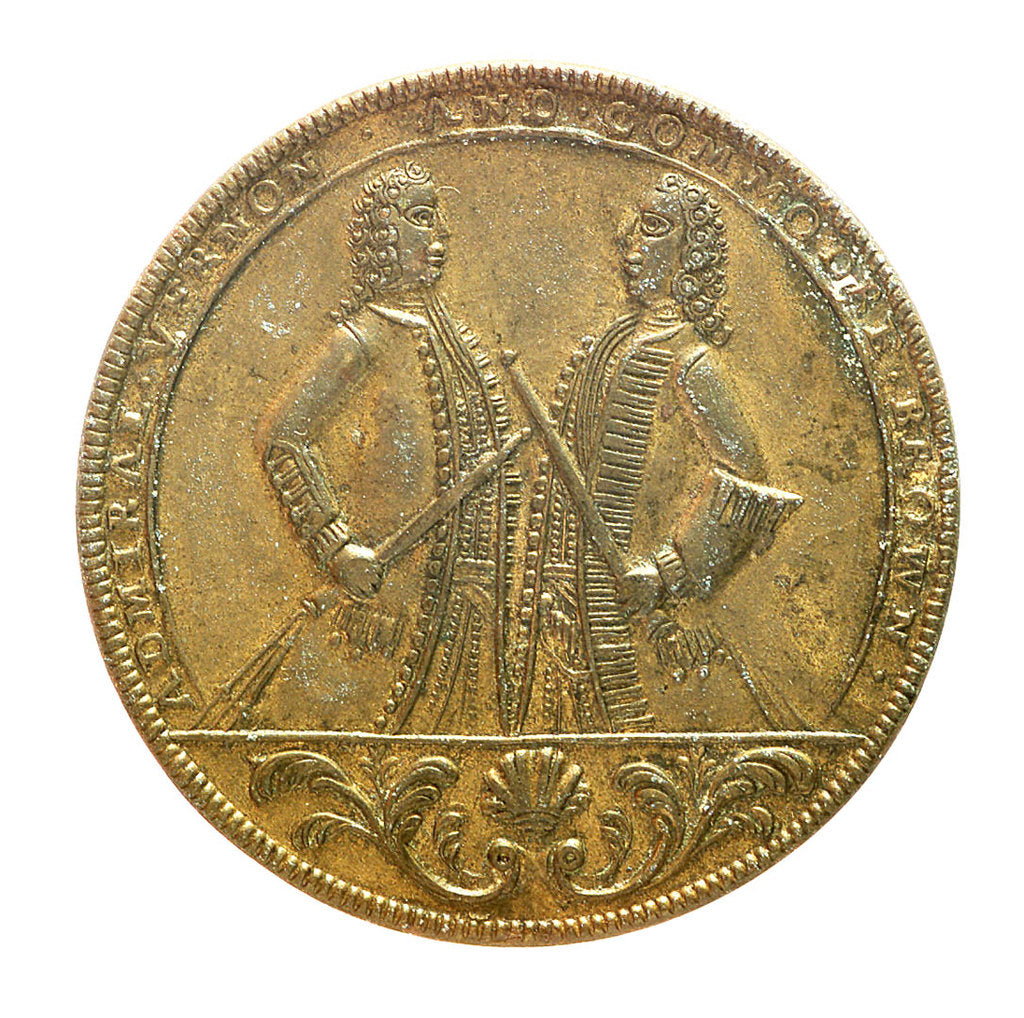 Detail of Medal commemorating Admiral Edward Vernon (1684-1757) and the capture of Porto Bello, 1739; obverse by unknown