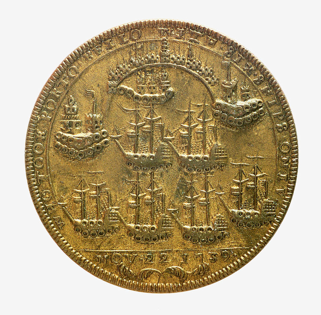 Detail of Medal commemorating Admiral Edward Vernon (1684-1757) and the capture of Porto Bello, 1739; reverse by unknown