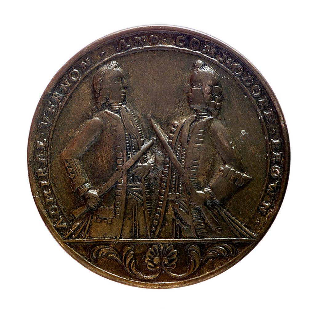 Detail of Medal commemorating Admiral Edward Vernon (1684-1757) and the capture of Porto Bello, 1739; obverse by unknown