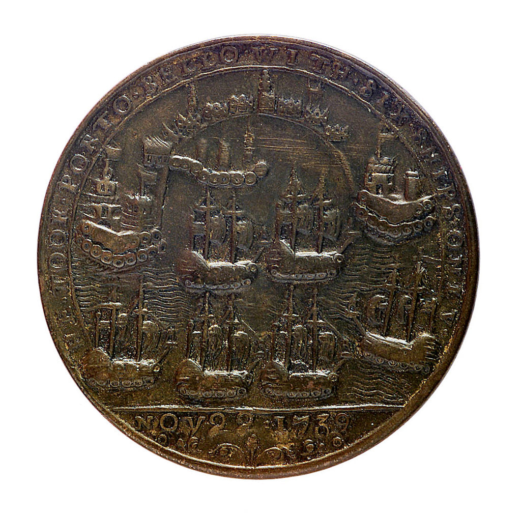 Detail of Medal commemorating Admiral Edward Vernon (1684-1757) and the capture of Porto Bello, 1739; reverse by unknown