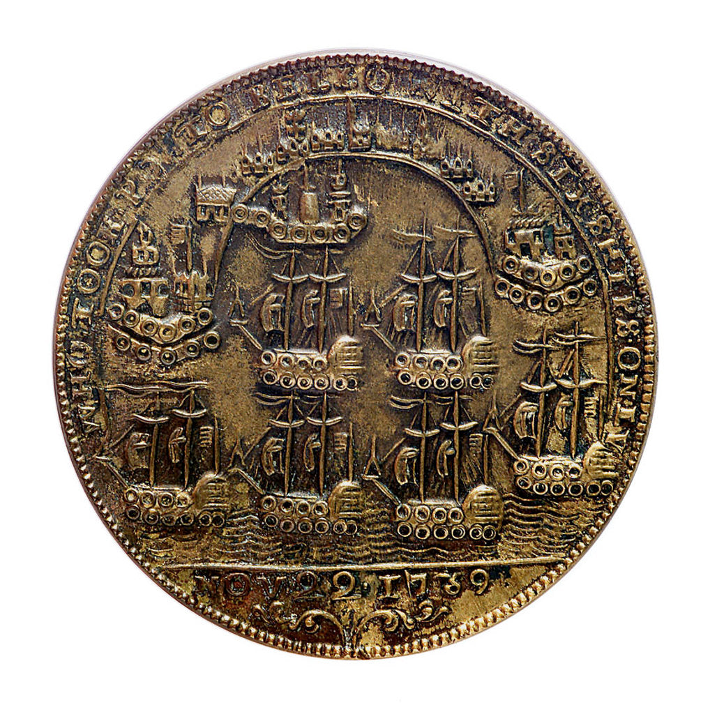 Detail of Medal commemorating Admiral Edward Vernon (1684-1757) and the capture of Porto Bello, 1739; reverse by unknown