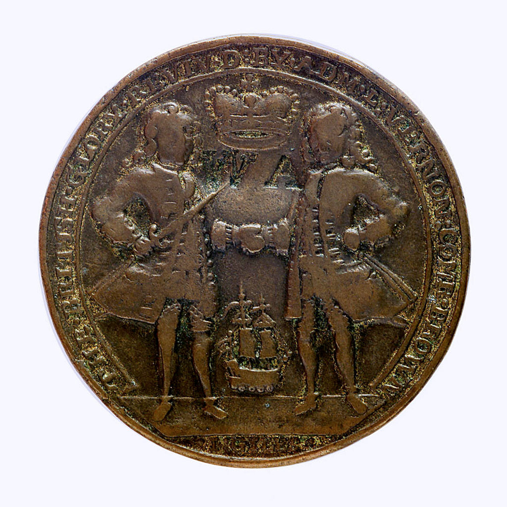 Detail of Medal commemorating Admiral Edward Vernon (1684-1757) and the capture of Porto Bello, 1739; obverse by unknown