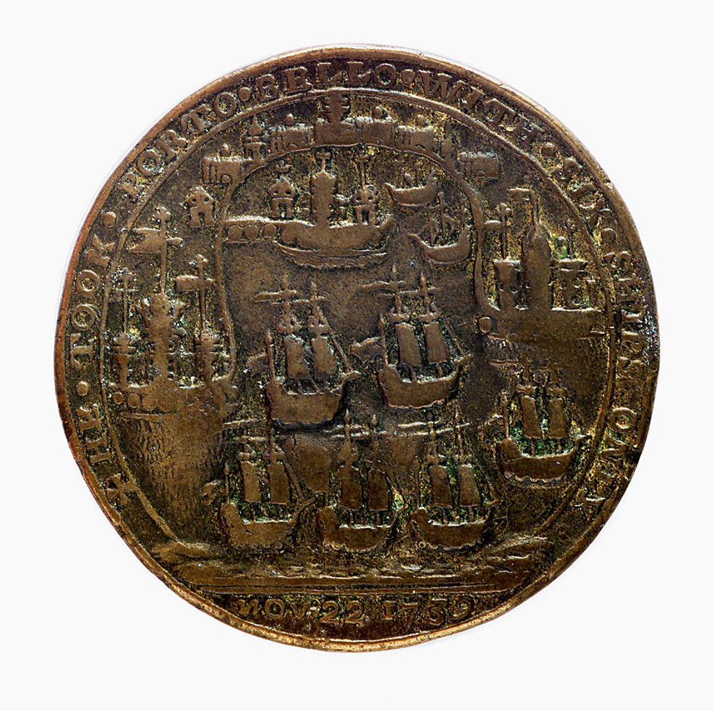 Detail of Medal commemorating Admiral Edward Vernon (1684-1757) and the capture of Porto Bello, 1739; reverse by unknown