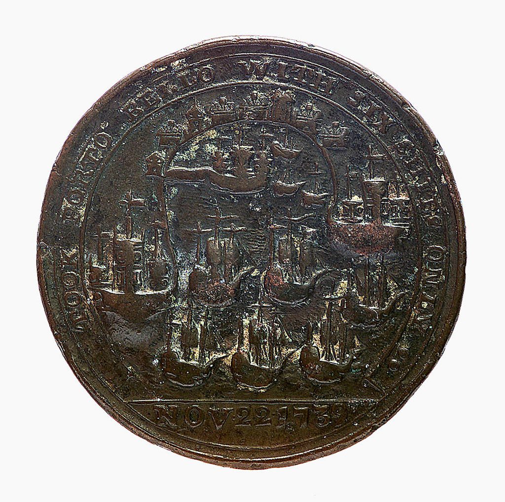 Detail of Medal commemorating Admiral Edward Vernon (1684-1757) and the capture of Porto Bello, 1739; reverse by unknown