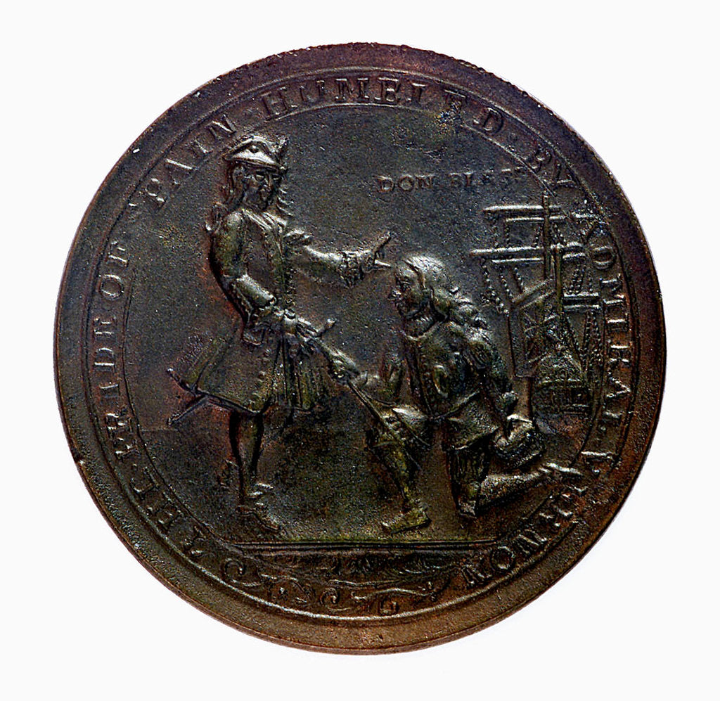 Detail of Medal commemorating Admiral Edward Vernon (1684-1757) and the capture of Porto Bello, 1739; obverse by unknown