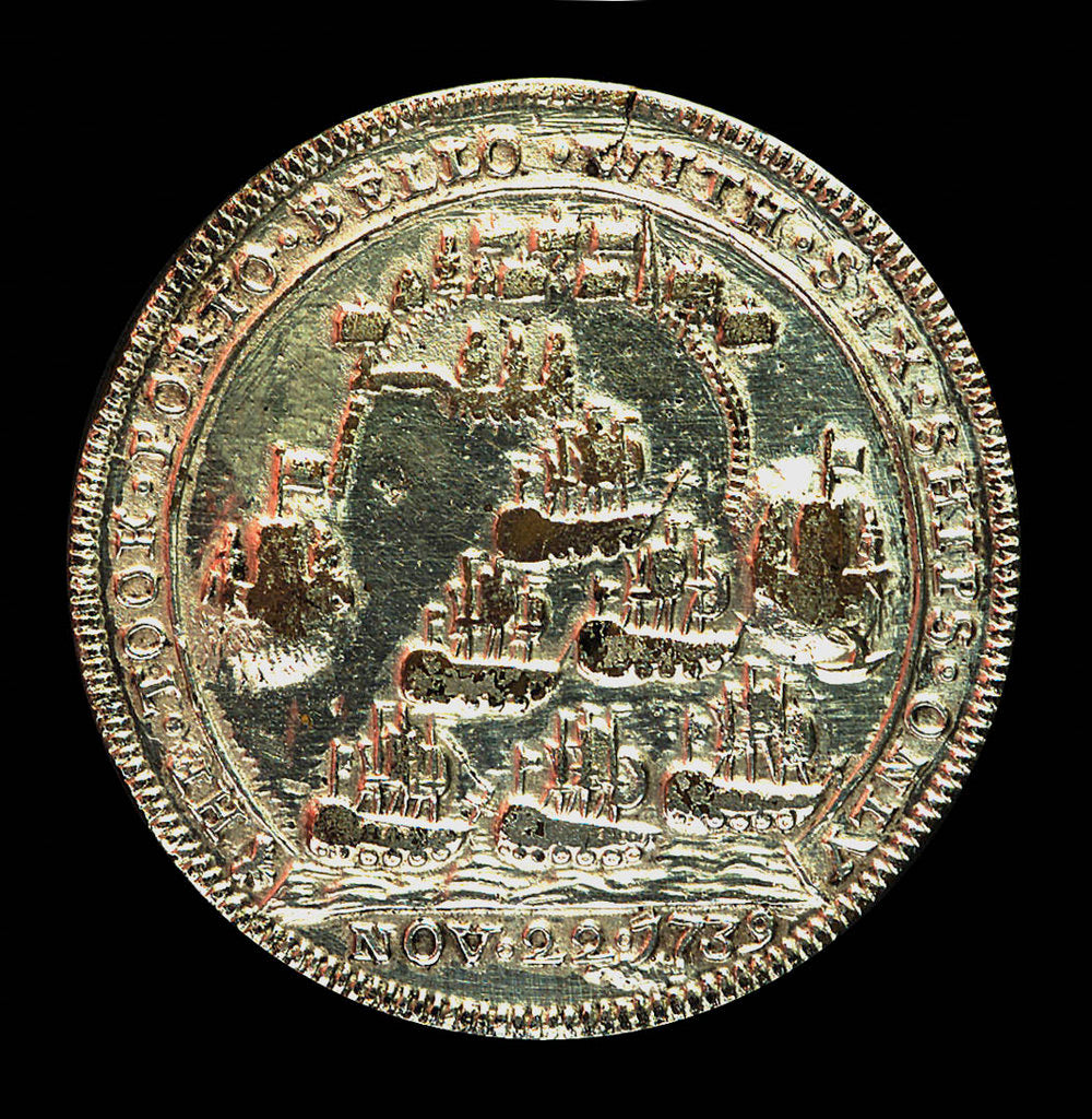 Detail of Medal commemorating Admiral Edward Vernon (1684-1757) and the capture of Porto Bello, 1739; reverse by unknown