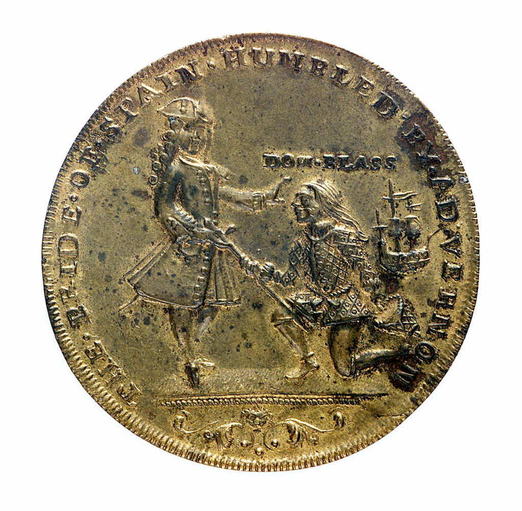 Detail of Medal commemorating Admiral Edward Vernon (1684-1757) and the capture of Porto Bello, 1739; obverse by unknown