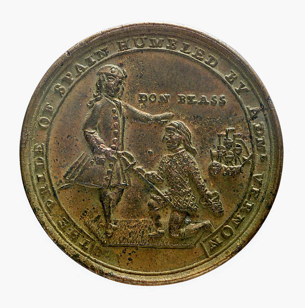 Detail of Medal commemorating Admiral Edward Vernon (1684-1757) and the capture of Porto Bello, 1739; obverse by unknown