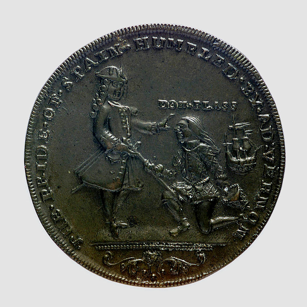 Detail of Medal commemorating Vernon's attack on Cartagena, 1741; obverse by unknown