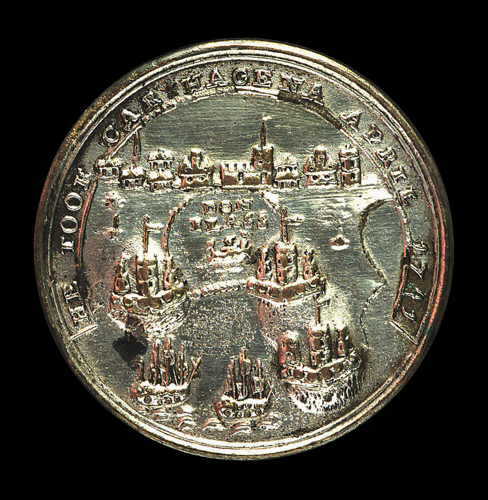 Detail of Medal commemorating Vernon's attack on Cartagena, 1741; reverse by unknown