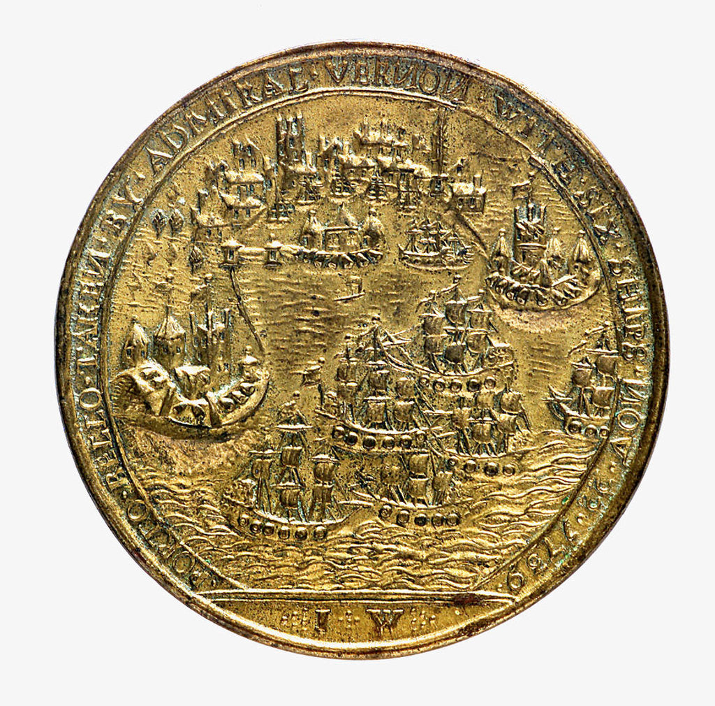 Detail of Medal commemorating Admiral Edward Vernon (1684-1757) and the capture of Porto Bello, 1739; reverse by unknown