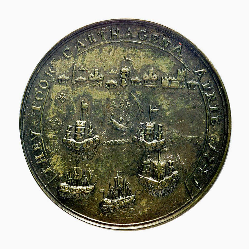 Detail of Medal commemorating Vernon's attack on Cartagena, 1741; reverse by unknown