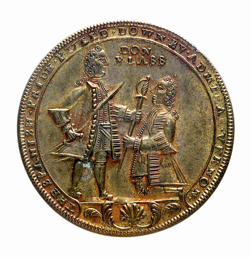 Detail of Medal commemorating Admiral Edward Vernon (1684-1757) and the capture of Porto Bello, 1739; obverse by unknown