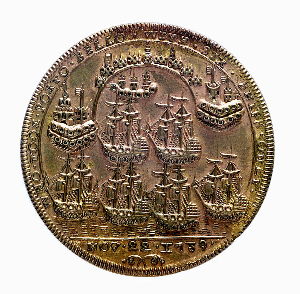 Detail of Medal commemorating Admiral Edward Vernon (1684-1757) and the capture of Porto Bello, 1739; reverse by unknown
