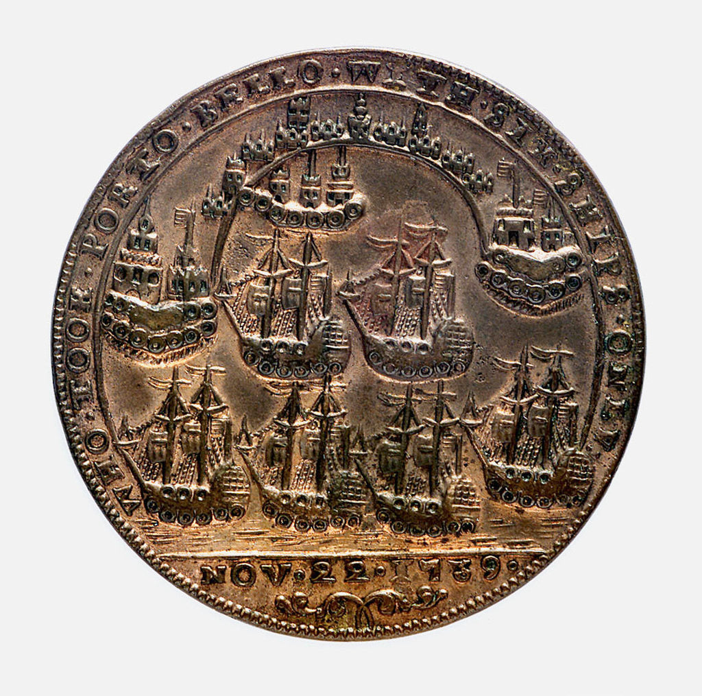 Detail of Medal commemorating Admiral Edward Vernon (1684-1757) and the capture of Porto Bello, 1739; reverse by unknown