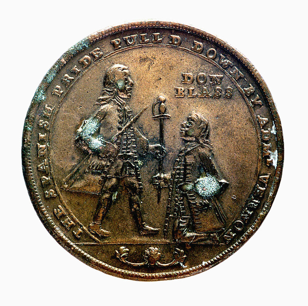 Detail of Medal commemorating Admiral Edward Vernon (1684-1757) and the capture of Porto Bello, 1739; obverse by unknown