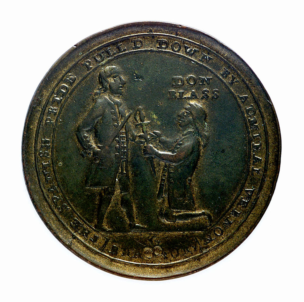 Detail of Medal commemorating Admiral Edward Vernon (1684-1757) and the capture of Porto Bello, 1739; obverse by G. Bradbury