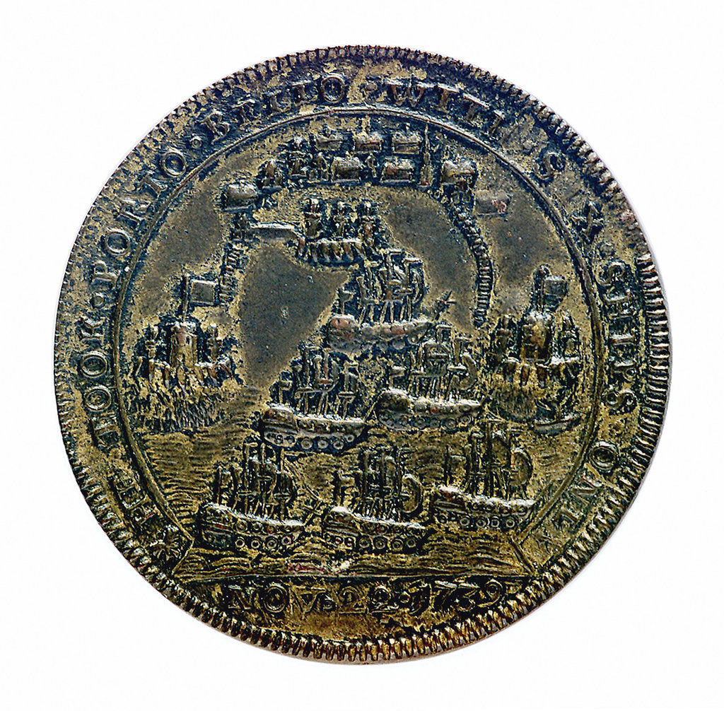 Detail of Medal commemorating Vernon's capture of Porto Bello, 1739 and proposed attack on Havana 1741; reverse by unknown