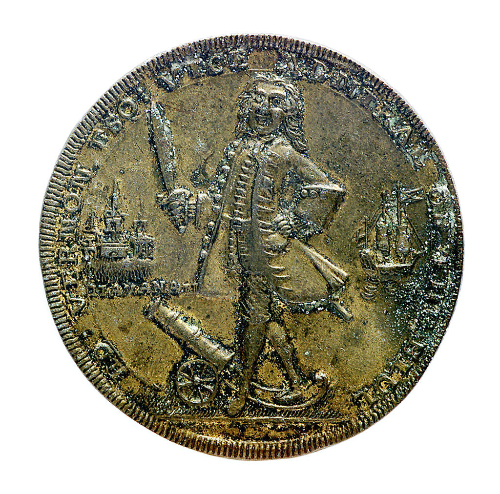 Detail of Medal commemorating Vernon's capture of Porto Bello, 1739 and proposed attack on Havana 1741; obverse by unknown