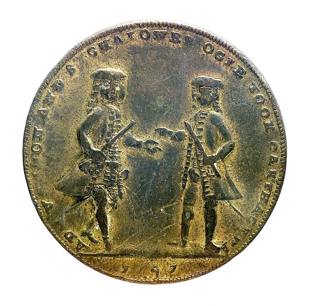 Detail of Medal commemorating Admiral Edward Vernon (1684-1757) and Admiral Sir Chaloner Ogle (1681?-1750), the attack on Cartagena, 1741; obverse by unknown
