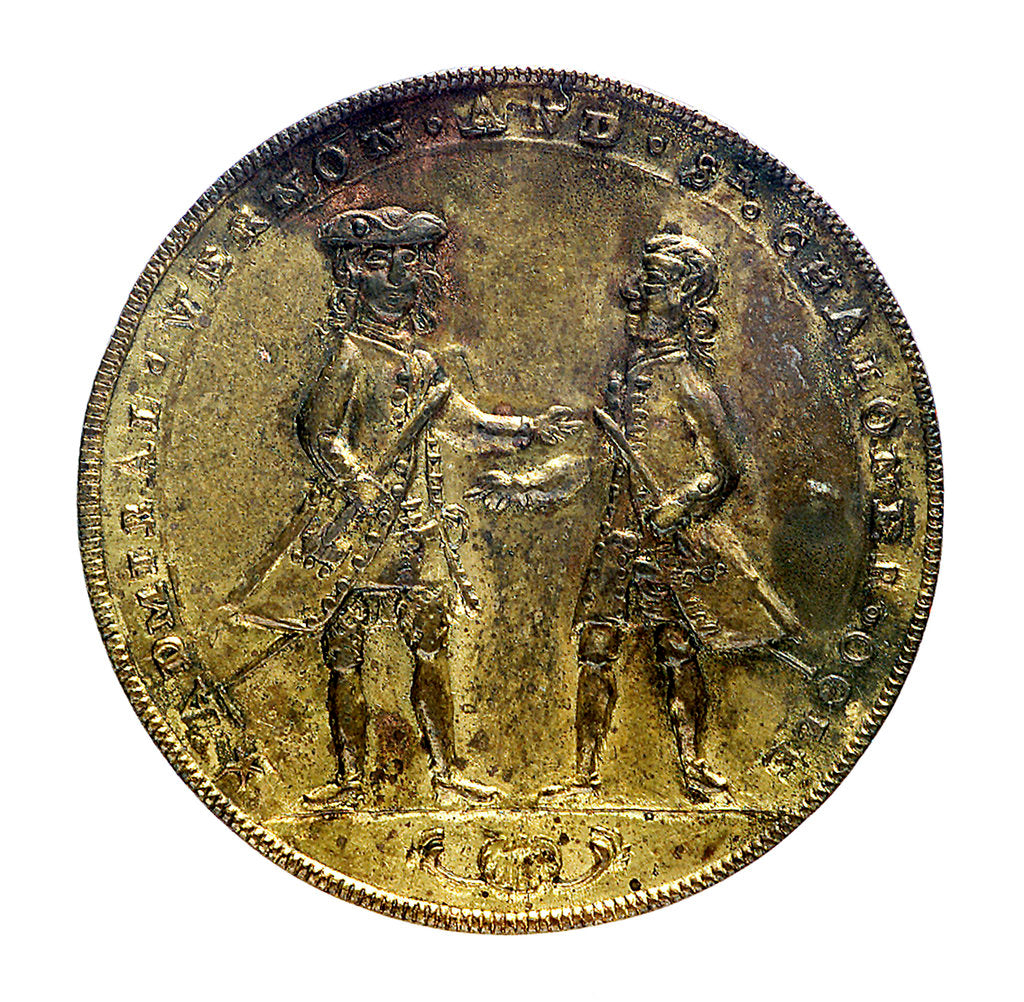 Detail of Medal commemorating Admiral Edward Vernon (1684-1757) and Admiral Sir Chaloner Ogle (1681?-1750), the attack on Cartagena, 1741; obverse by unknown