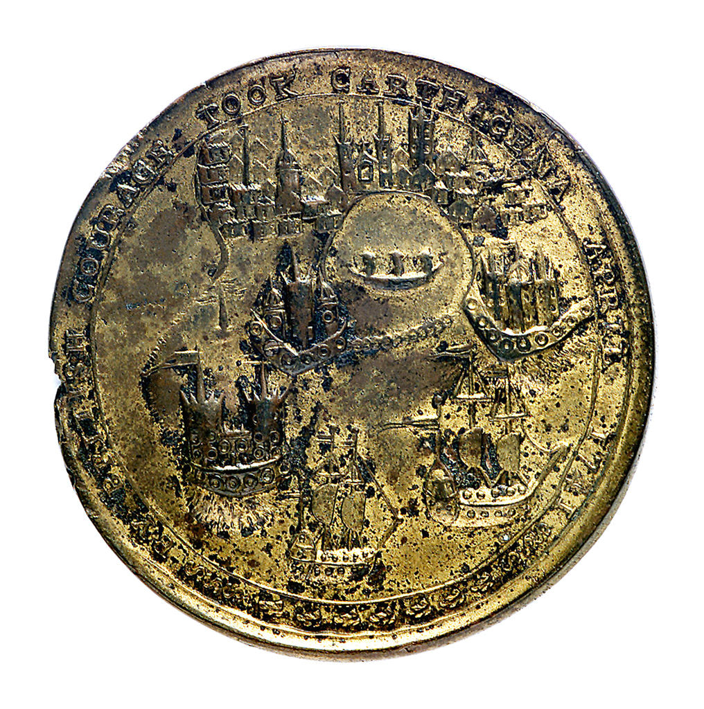 Detail of Medal commemorating Admiral Edward Vernon (1684-1757) and Admiral Edward Vernon (1684-1757), the attack on Cartagena, 1741; reverse by unknown