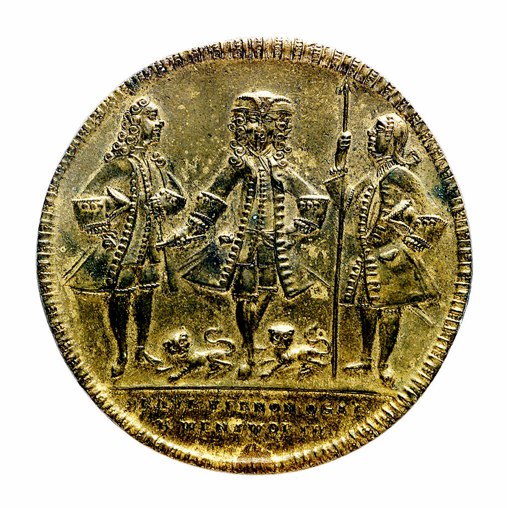 Detail of Medal commemorating Admiral Edward Vernon (1684-1757) and Admiral Edward Vernon (1684-1757), capture of Porto Bello, 1739; obverse by unknown