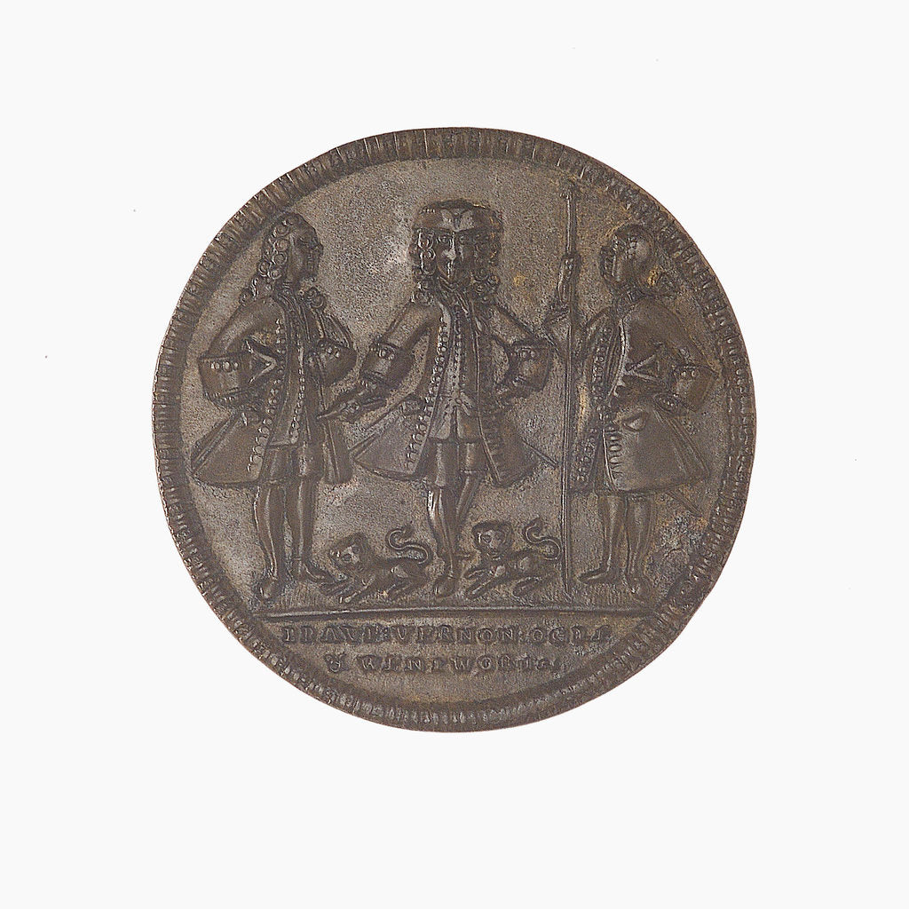 Detail of Medal commemorating Admiral Edward Vernon (1684-1757), Admiral Sir Chaloner Ogle (1681?-1750) and General Thomas Wentworth, the attack on Cartagena, 1741 by unknown