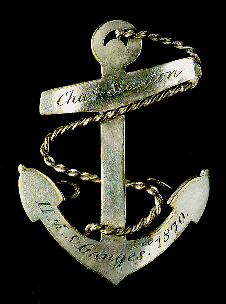 Detail of Badge commemorating HMS 'Ganges', 1870; obverse by unknown