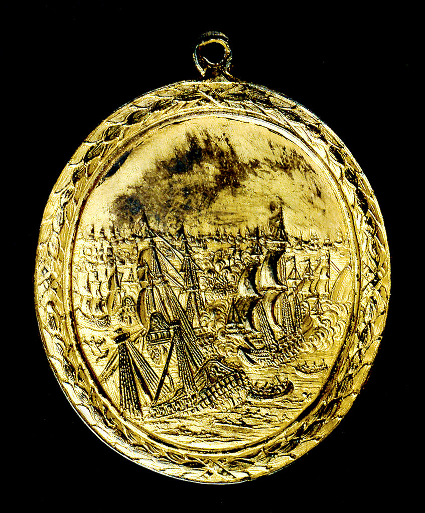Detail of Medal commemorating Admiral Robert Blake (1599-1657); reverse by unknown