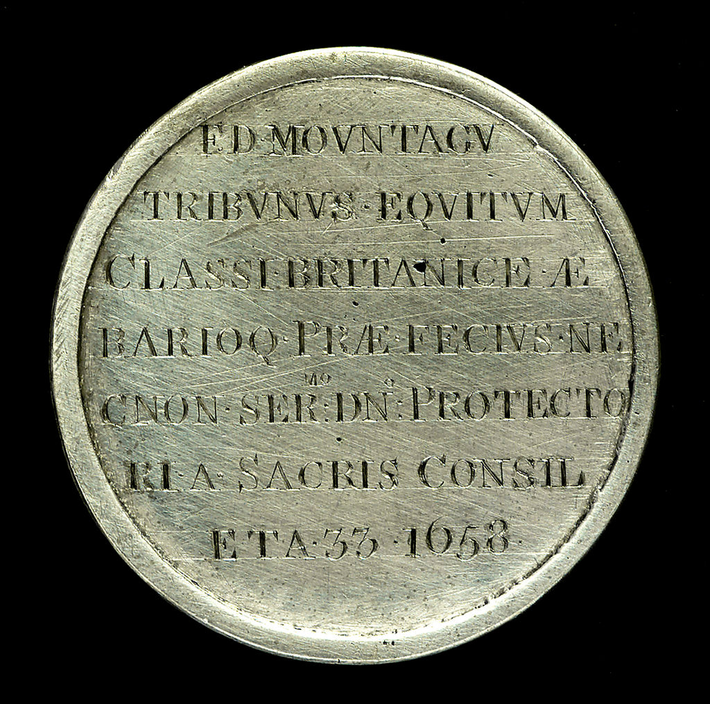 Detail of Medal commemorating Admiral Edward Montagu, 1st Earl of Sandwich (1625-1672); reverse by Stuart