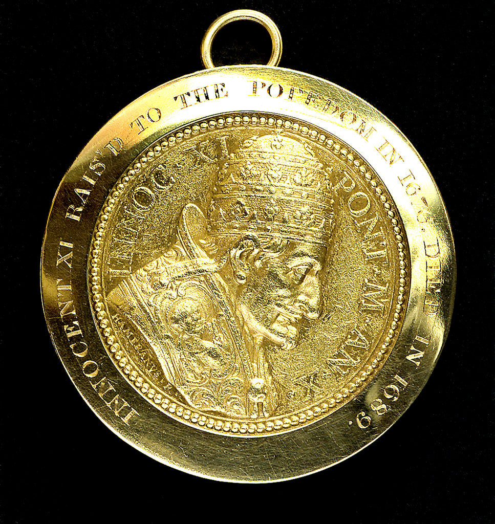 Detail of Papal reward medal commemorating Pope Innocent XI; obverse by Hameranus
