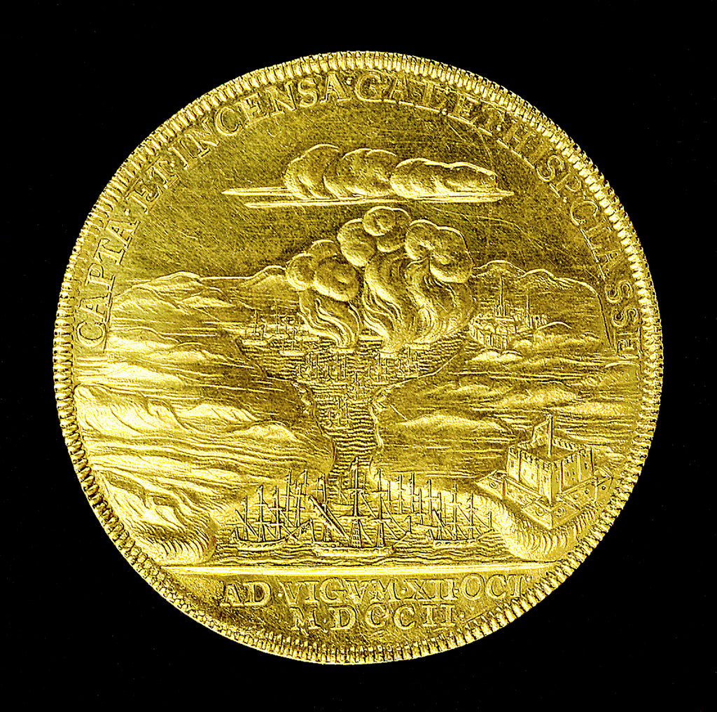 Detail of Medal commemorating the Expedition to Vigo Bay, 1702; reverse by J. Croker