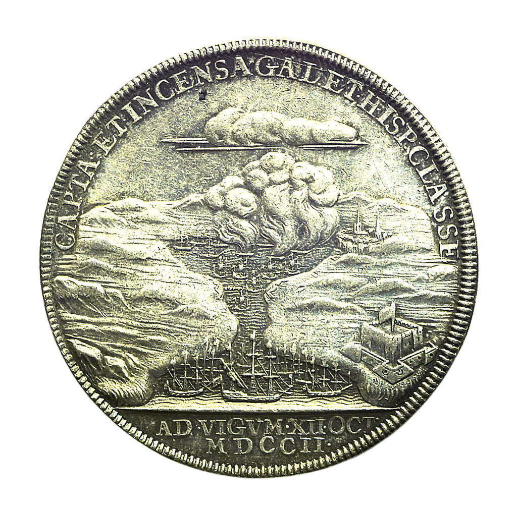 Detail of Medal commemorating the Expedition to Vigo Bay, 1702; reverse by J. Croker