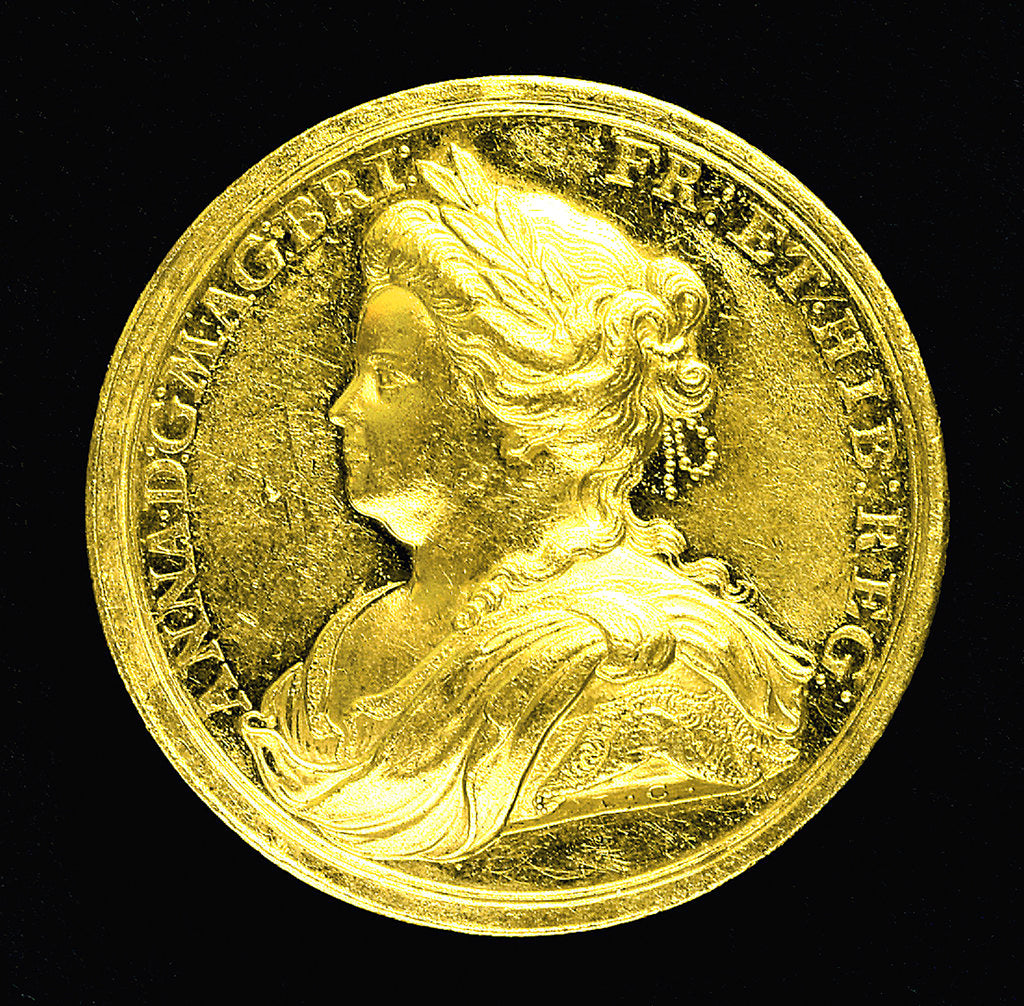 Detail of Medal commemorating the Peace of Utrecht, 1713; obverse by J. Croker