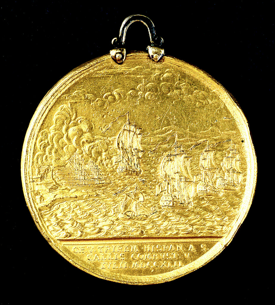Detail of Medal commemorating the Spanish galleys destroyed, 1742; reverse by Thomas Pingo